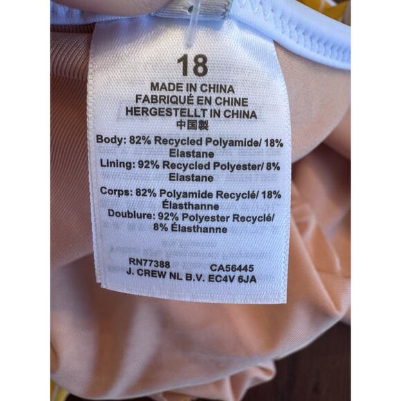 J Crew Scoopneck one-piece swimsuit in Stripe Sunflower Yellow Womens Sz 18 NWT - Picture 8 of 16